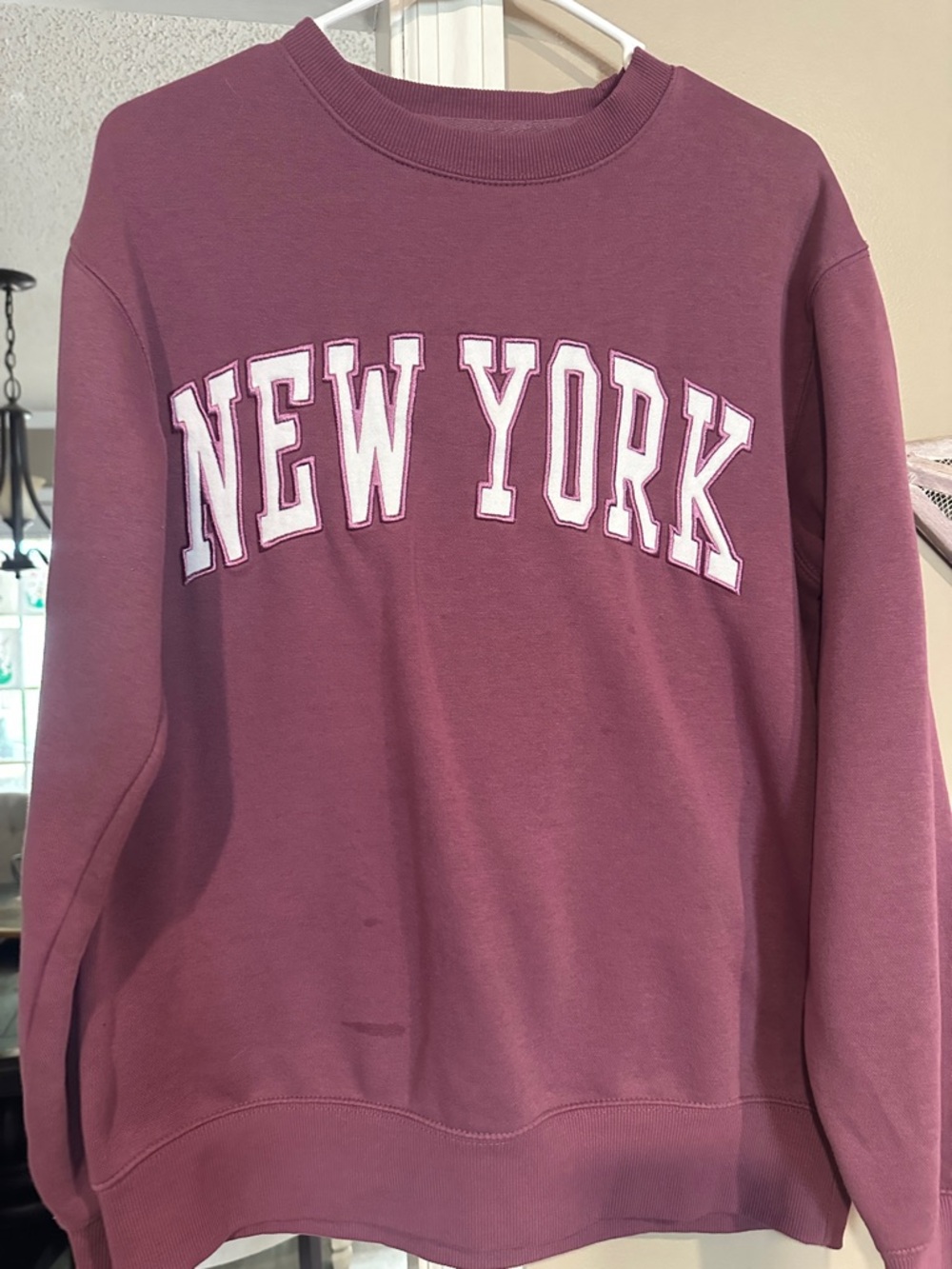 NFINITY Mauve Pink "NEW YORK" Appliqué Crewneck Sweatshirt